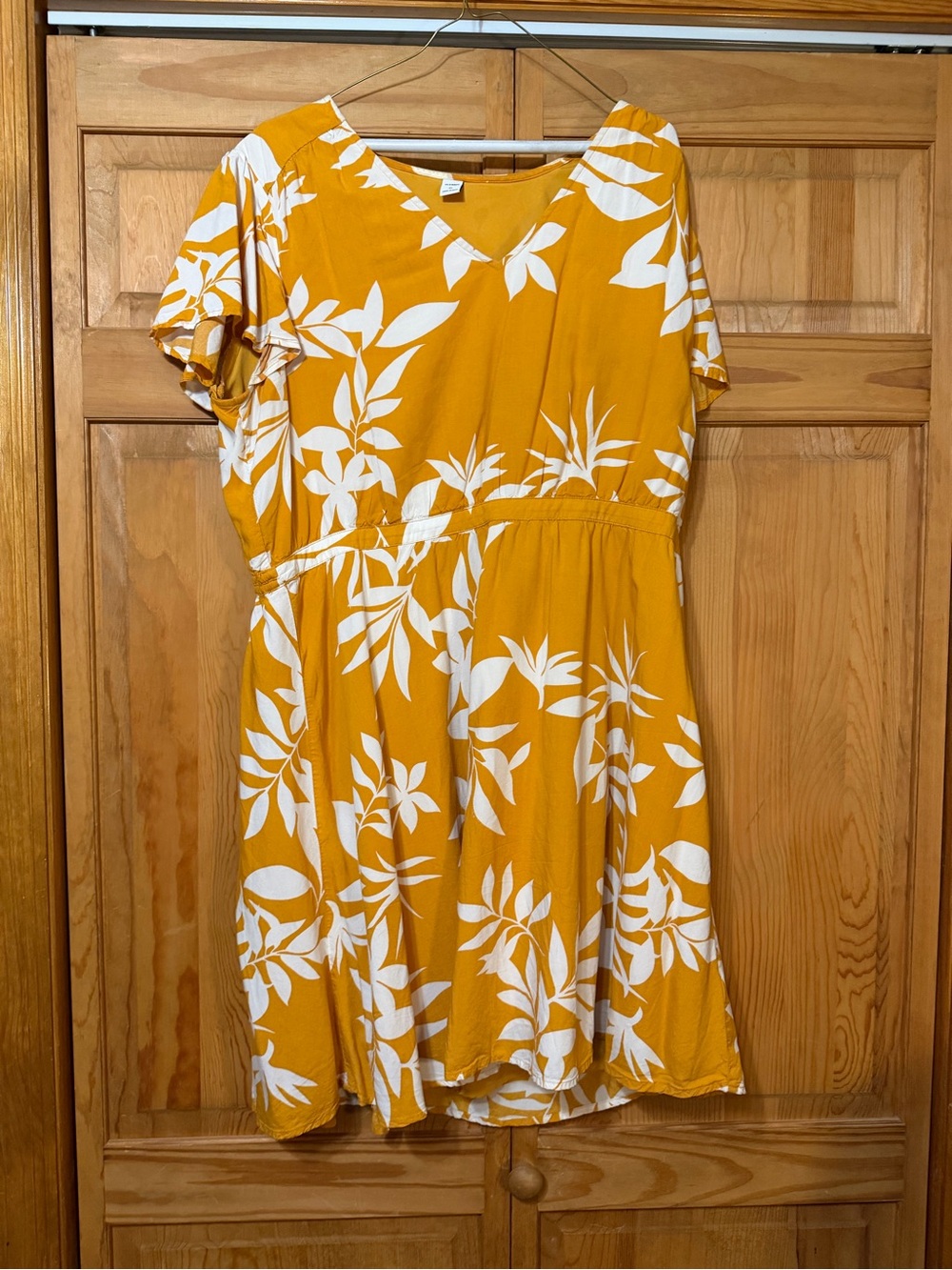 Old Navy Mustard Yellow & White Floral Midi Dress